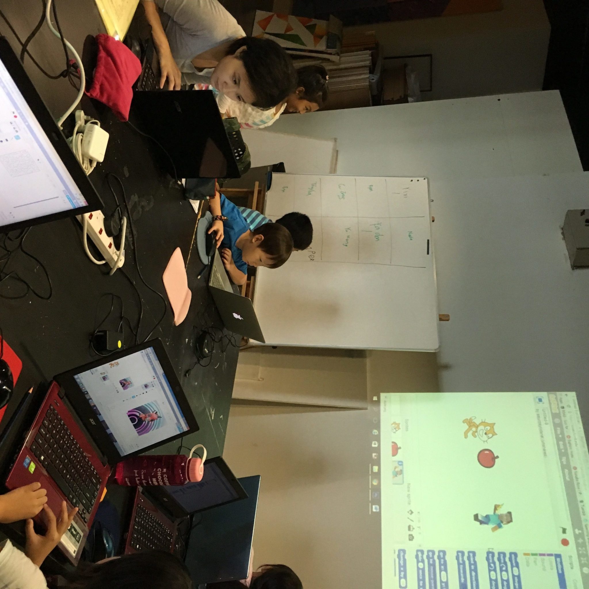 My 5 year old son coding with Scratch at a Saturday Kids coding camp